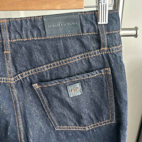 Armani Exchange Hi Waist Cuff Straight Ankle Dark Wash Jeans Women size 27 - Picture 11 of 17